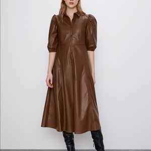 Zara brown leather dress
